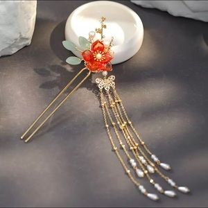 Red Chinese Traditional Hair Stick